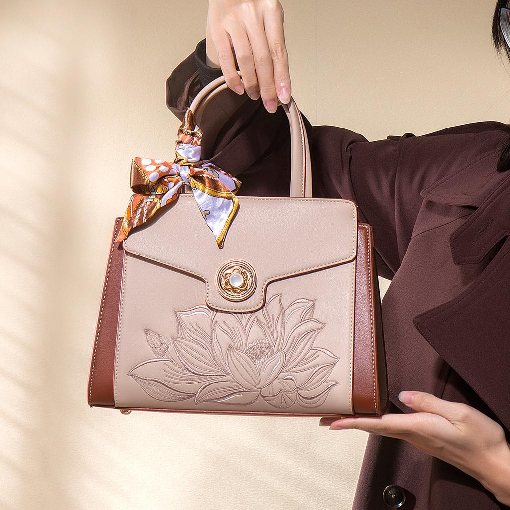 2025 Spring New Fashionable High-End Handbag, New Chinese Style Mom Bag, Large Capacity Single Shoulder Crossbody Tote Bag