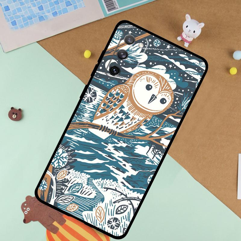 Cute Owl Cartoon Soft Case For Samsung Galaxy S25 Ultra S9 S10 S20 S22 S21 Plus S23 FE S24 Ultra Funda Cover