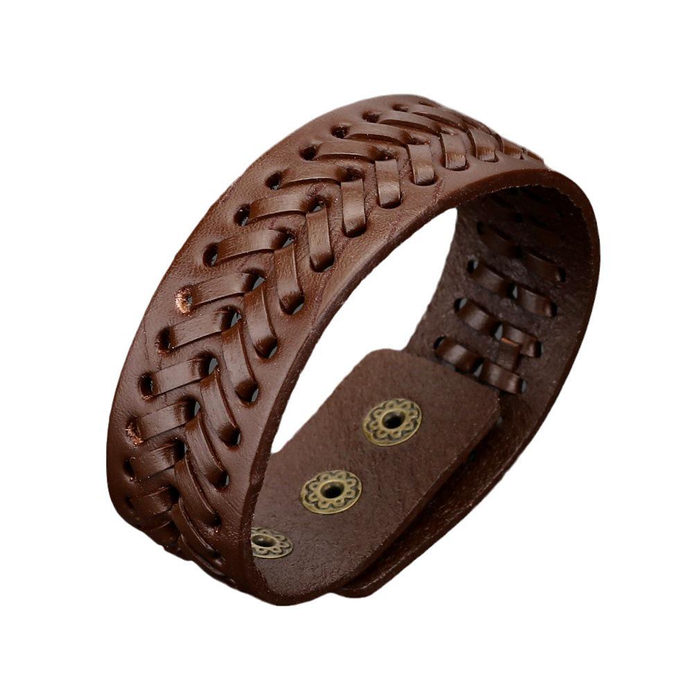 Мужской кожаный браслет ручной работы - популярный европейский и американский стиль