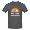 Take A Look Its In A Book  Retro Inspired Reading Rainbow Couple Style Tshirt Youthful Feeling Solid Color Basic Tee