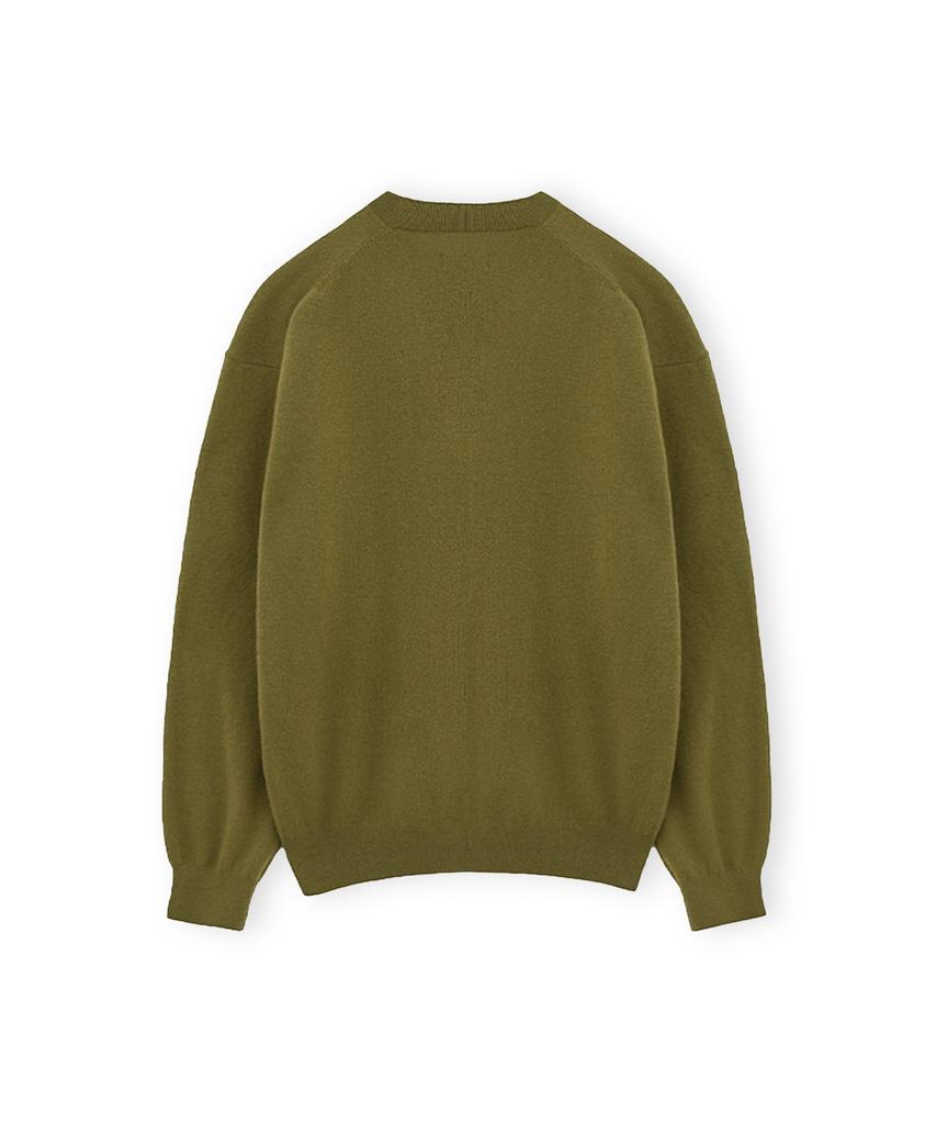 BROWNYARD W Extra Super Fine V-Neck Knit, Olive