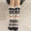 1 Pair Winter Floor Socks Thickened Fuzzy Plush Warmth Retention Christmas Elk Snowflake Print Leg Warmer Silicone Bottom Fall Winter Floor