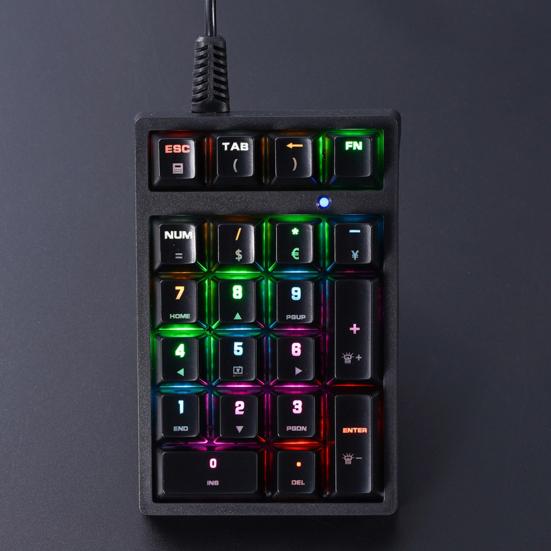 Проводная USB внешняя цифровая клавиатура Механическая клавиатура с 21 клавишей и цветной подсветкой Ноутбук Компьютер Аксессуары для ноутбуков Промышленные Финансовые