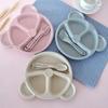 1 Pcs Baby Bowl Spoon Fork Sets Feeding Tableware Cartoon Bear Kids Plates Baby Eating Dinnerware Set Anti-Heat Training Plates