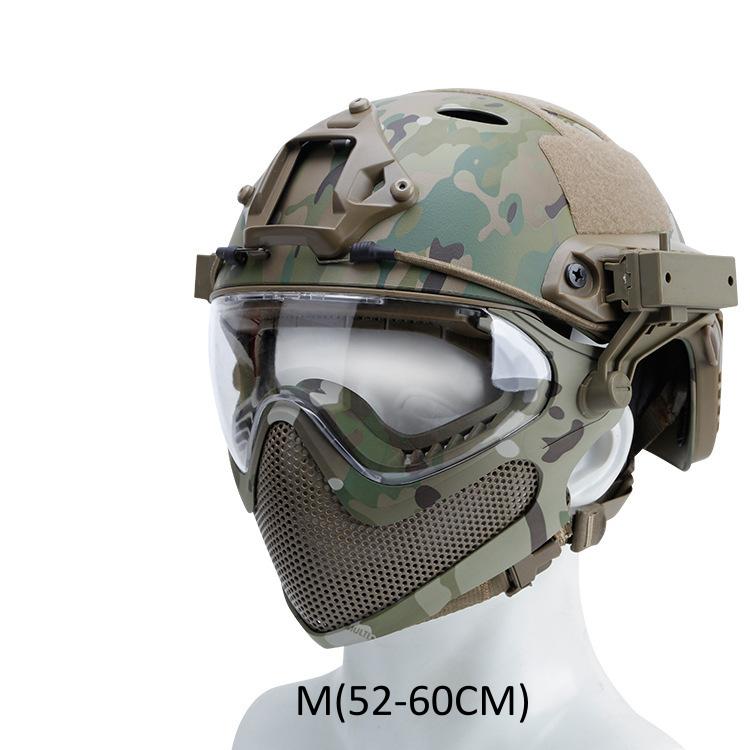 FAST PJ Tactical Helmet Mask Goggle Set Full Face Protection for Airsoft Paintball CS Game Outdoor
