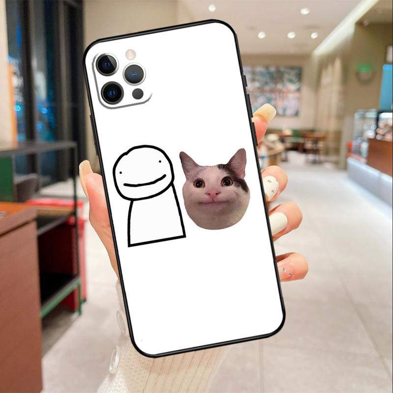 Мемное лицо Белуги Кота Улыбающееся Чехол для Телефона Для iPhone 17 16 15 14 13 12 11 Pro Max mini 16 Plus 16e 17 Air Защитный Чехол