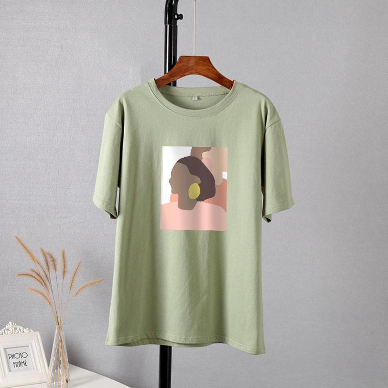 Hirsionsan модная женская футболка с абстрактным рисунком 2021, новые хлопковые футболки с эстетическим принтом, свободные базовые женские топы с короткими рукавами