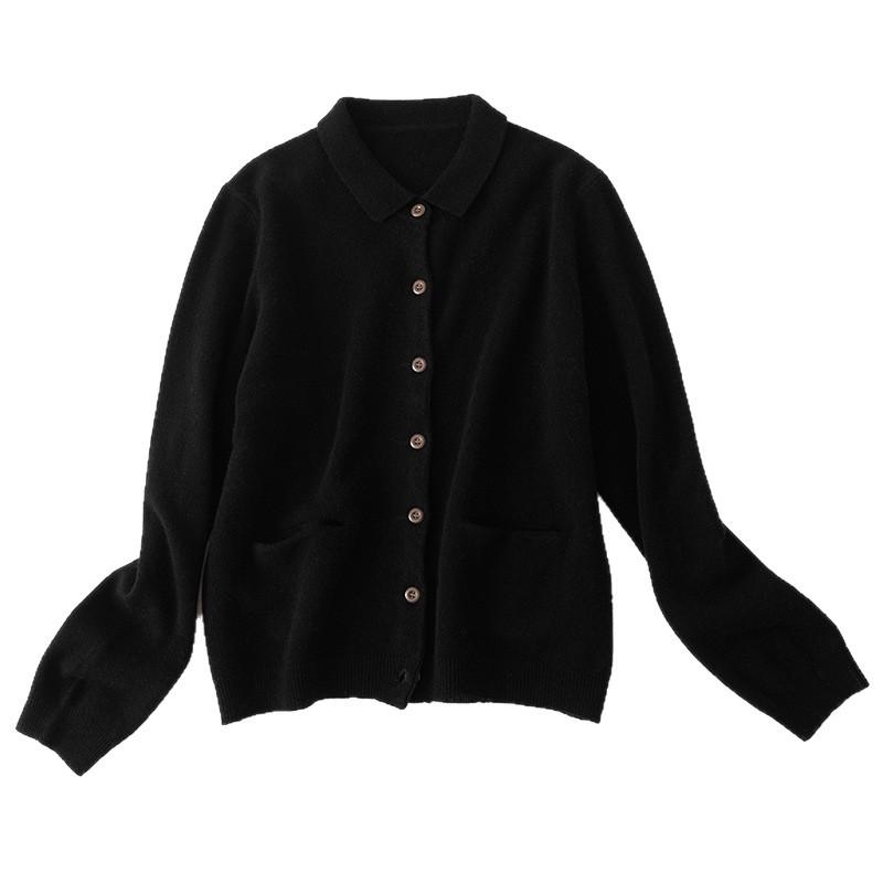 Wool Knitted Cardigan Jacket Polo Neck Bottoming Shirt Autumn And Winter Knitted Sweater Lapel Wool Cardigan