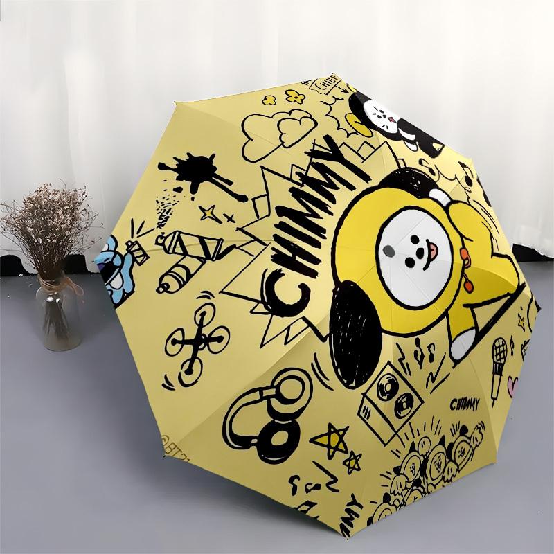 1 шт. Зонт BT21 Chimmy с изображением персонажа, пластиковая ручка, подходит для всех сезонов, для дома, путешествий, улицы M1247