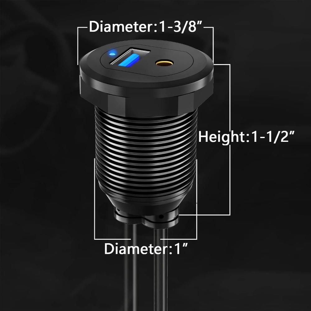3-футовый светодиодный индикатор Водонепроницаемый порт AUX 3,5 мм Автомобильное крепление Встраиваемый кабель USB 3.0 Панель приборной панели