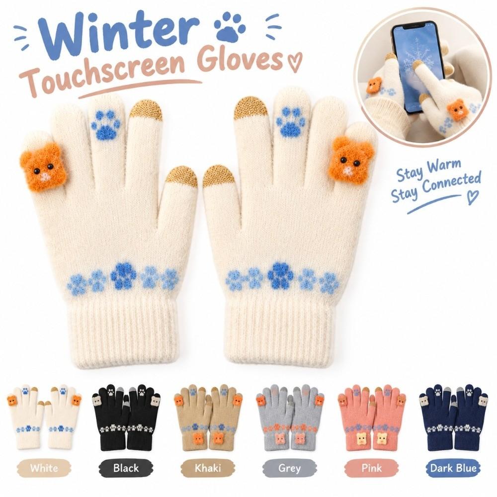 Windproof Winter Plush Gloves Warm Cycling Gloves Korean Touch Screen Gloves Women