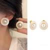 French Vintage Imitation Pearl Enamel Earrings Luxury Mosquito Coil Ear Clip No Piercing Female