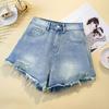 Summer 2025 Plus Size Shorts Jeans Women Basic Pants Loose Casual Female Blue Trousers Pants 5XL