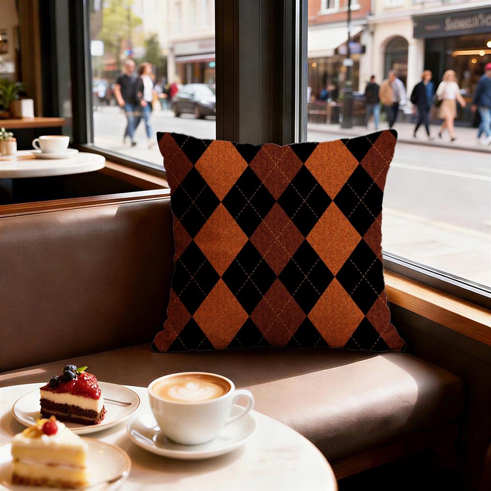 Argyle Cushion Cover Set of Decorative Short Plush Pillow Covers for Sofa Soft Cushion Case x cm