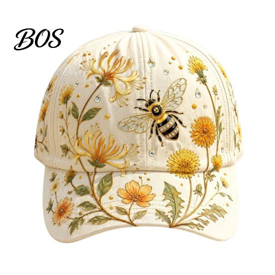 Summer Hat Baseball Cap for Women, Embroidery Flower Bird Pattern Hat, Lightweight Breathable Adjustable Fit Gardening Sun Spring Outdoors