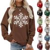 Women's Loose Comfortable Casual And Fashionable Round Neck Snowflake Pattern Printing Long Sleeved Sweatshirt