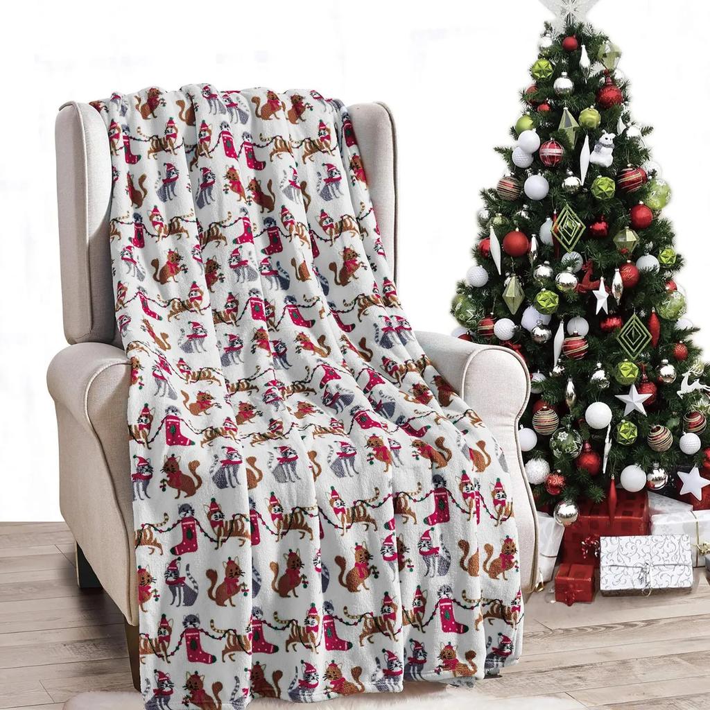 Рождественский лось, узор снежинок, красное фланелевое покрывало, теплое, многофункциональное, декоративное одеяло, универсальные зимние одеяла