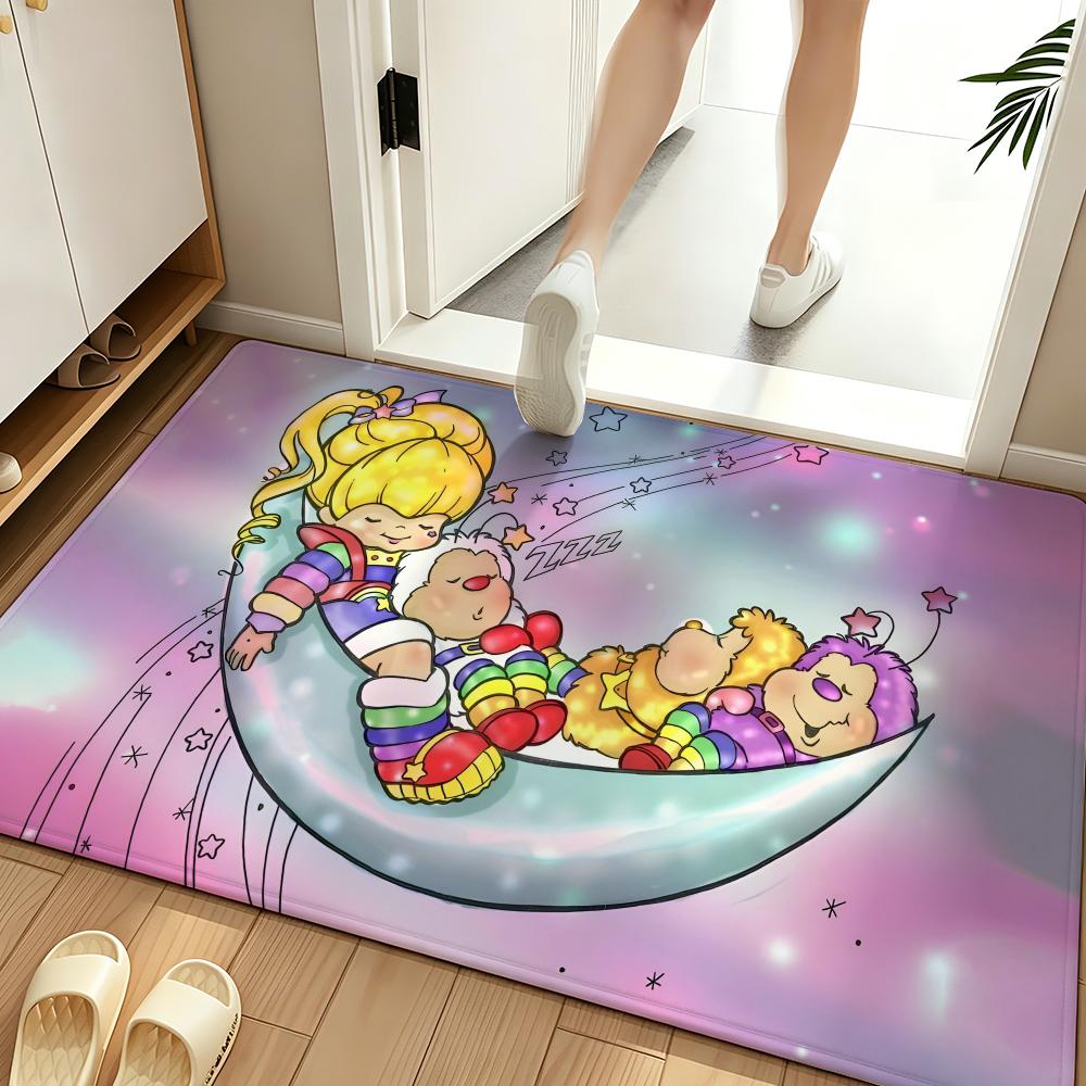 Character R-Rainbow B-Brite Floor Mat Soft Flannel Floor Mat Suitable for Entryways, Living Rooms, Bedrooms, and Bathrooms