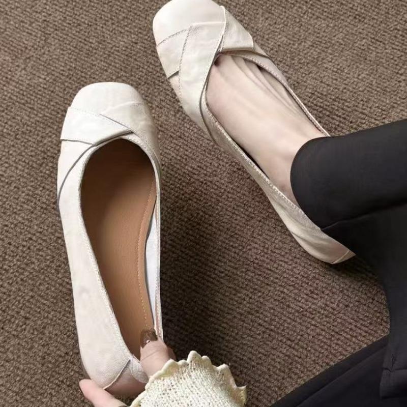 Мода 2025 Новые плетеные туфли-лодочки из мягкой кожи с круглым носком, простые и универсальные женские туфли