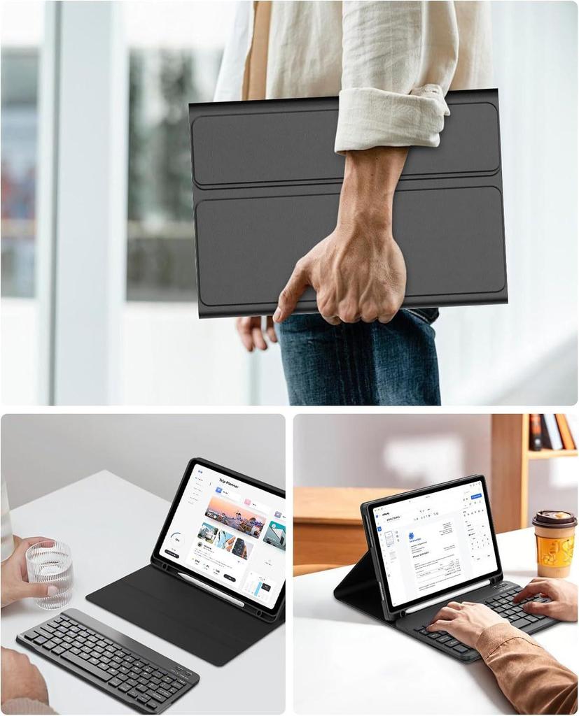 Кожаный чехол-клавиатура с отсеком для стилуса Redmi Pad 2 2025 SE11 - Русская раскладка