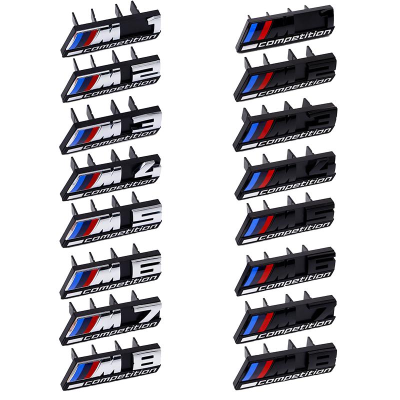 HLQB7 For BMW ABS Car Front Grille Emblem M1 M2 M3 M4 M5 M6 M7 X1 X2 X3 X4 X5 X6 X7 For BMW M Competition LOGO Decor Car Styling Acces