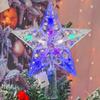 Christmas Glowing Tree Topper Five-pointed Star Transparent LED Shining Lamp Xmas Colorful TopStar Ornaments Navidad Decorations