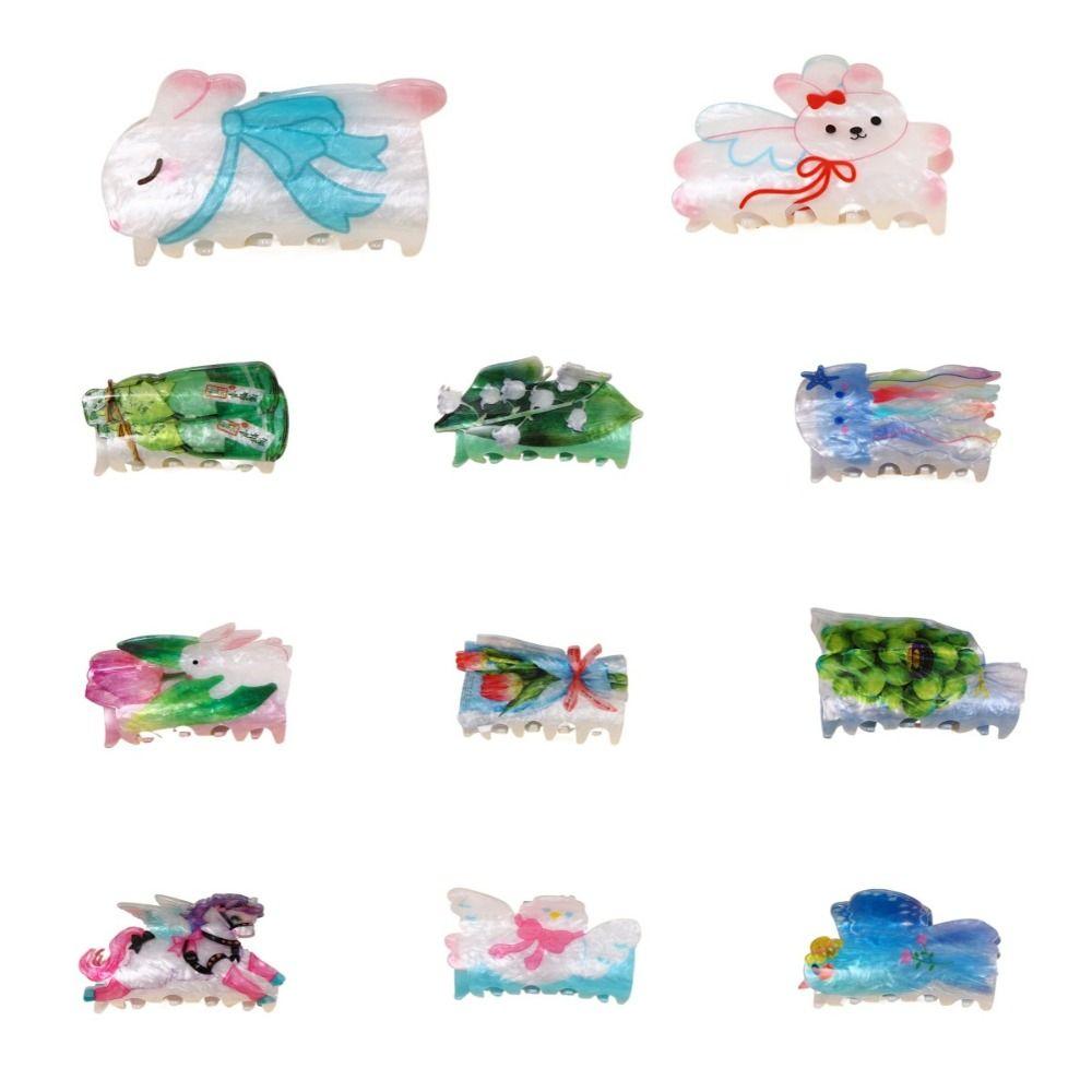 Acrylic Ocean Animal Claw Clip Irregular Jellyfish Shark Clip Double-sided Printed Hair Claw  Lady