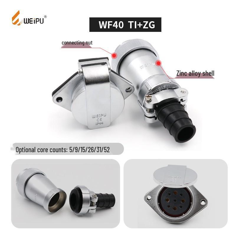Weipu WF40TIZI Core Waterproof IP67 Aviation Plug Set (Male & Female)