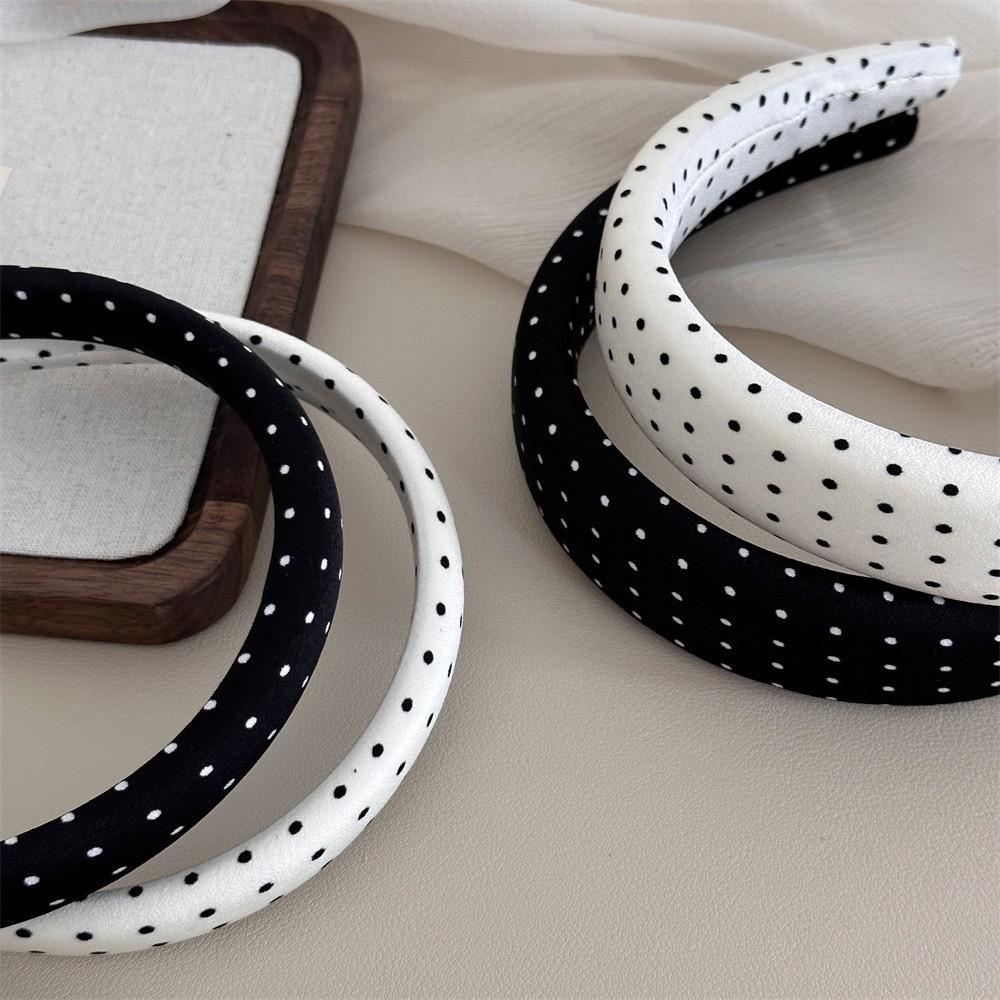 Black White Color Polka Dot Headband Non-Slip Temperament Hair Band Fashion Wide Headband Casual