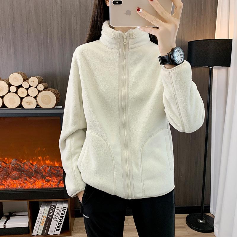 Унисекс флисовая толстая куртка - подкладка из кораллового флиса для осени и зимы