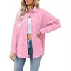 European and American Women's Shirts, Casual Fashion, Candy Color Long Sleeve Cardigan, Button-down Loose Top
