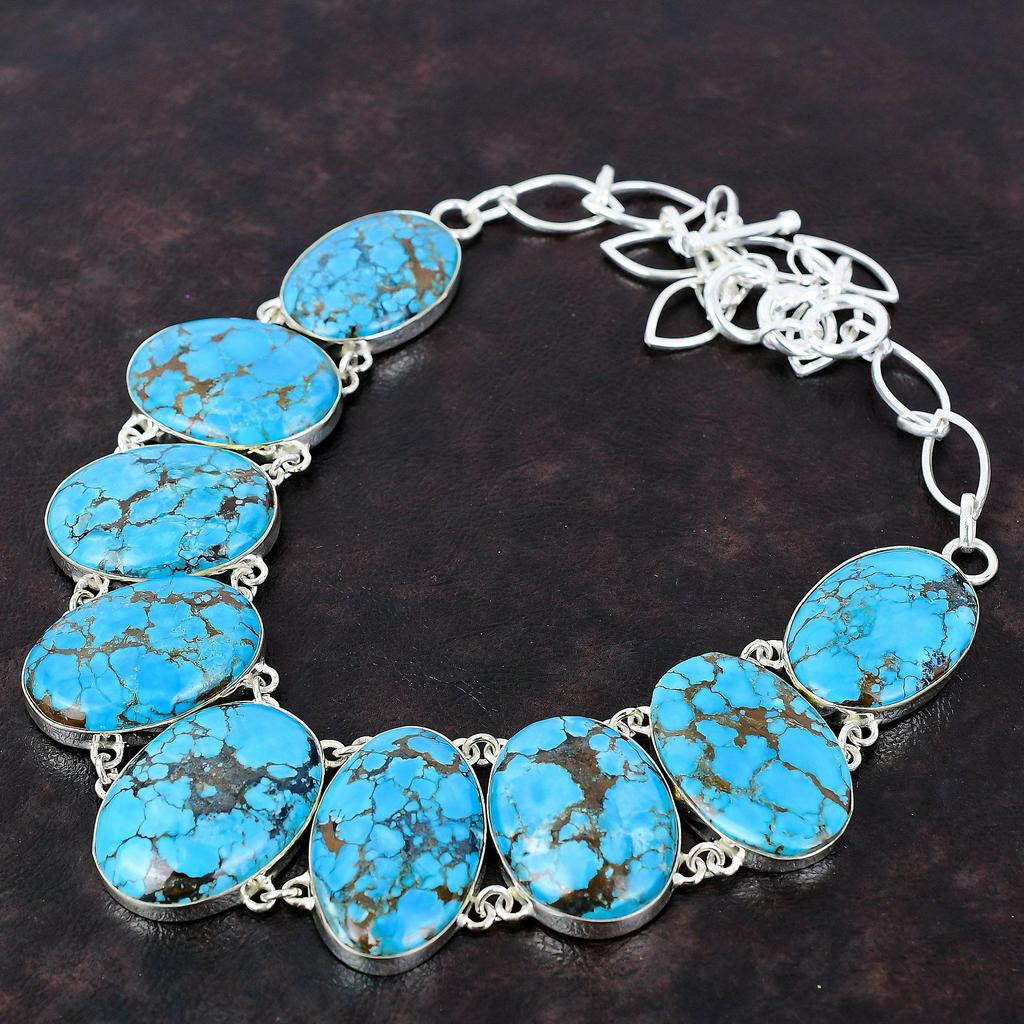Тибетское ожерелье из бирюзы, ювелирные изделия из настоящего драгоценного камня, ожерелье из стерлингового серебра 925 пробы, регулируемое ожерелье-цепочка, уникальный ювелирный подарок ручной работы для него
