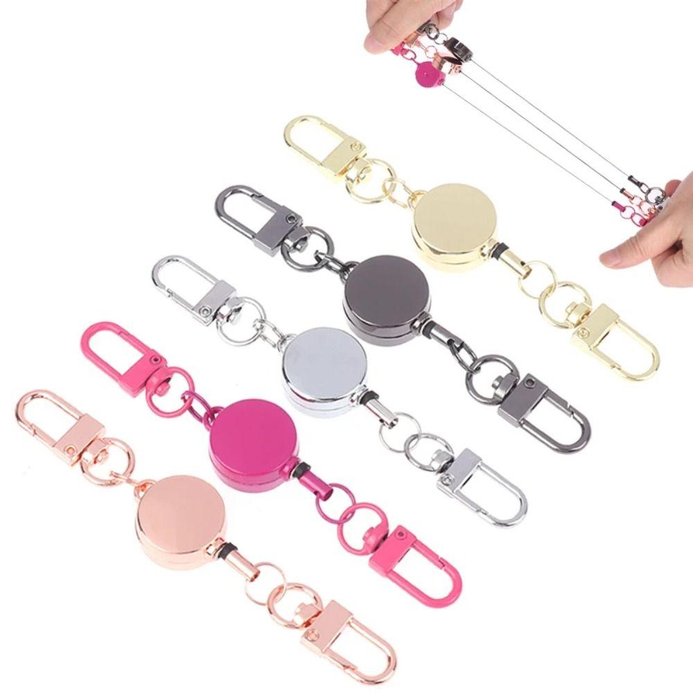 Easy-to-pull Buckle Retractable Key Holder Zinc Zinc Alloy Sporty Retractable Key Ring Office Supply