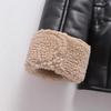 European & American Style Autumn/Winter Color Block Leather & Fur Lapel Jacket - Women’s Casual Motorcycle Coat