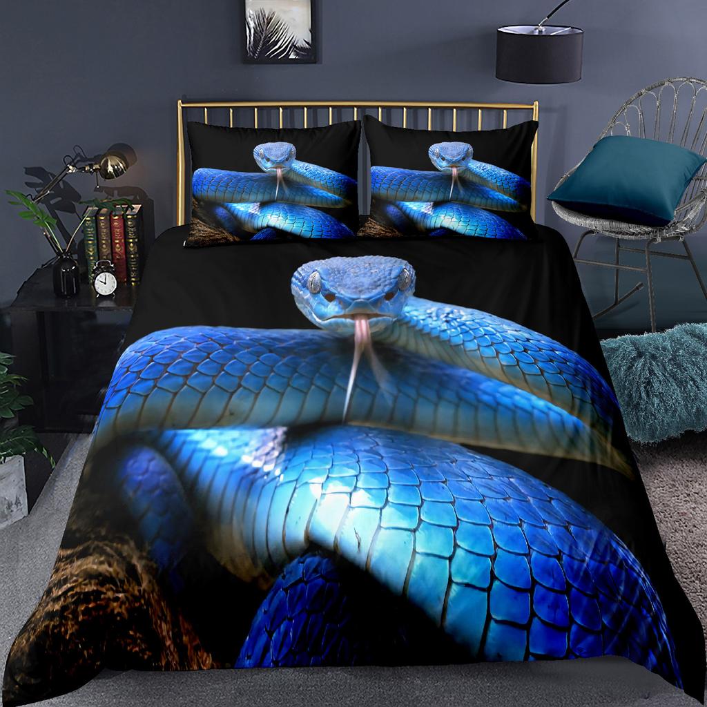Комплект постельного белья с 3D-принтом «Змея» для детей, мальчиков и подростков, комплект постельного белья с зеленым принтом «Змея», комплект постельного белья с 3D-принтом «Рептилия», покрывало с изображением диких животных