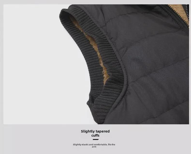Men's Waterproof Thickened Velvet Stand-Up Collar Windproof Vest, Loose Fit for Dad, Large Size Warm Waistcoat