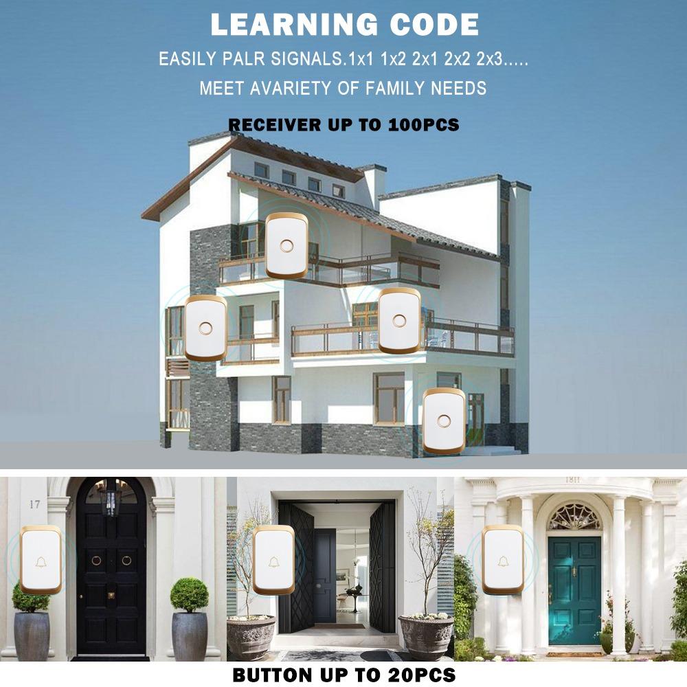 Waterproof Intelligent Door Chime Remote Welcome Doorbell 300M Doorbell  For Patient