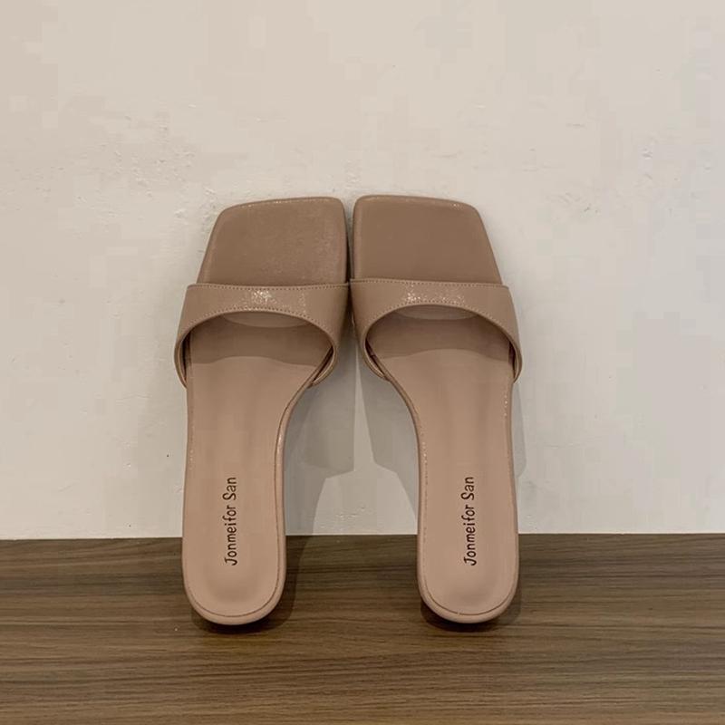 Fashion SUOJIALUN 2025 Summer New Women Slipper Fashion Med Wedge Heel Slip On Slides Shoes Ladies Elegant Outdoor Dress Flip Flop Shoes