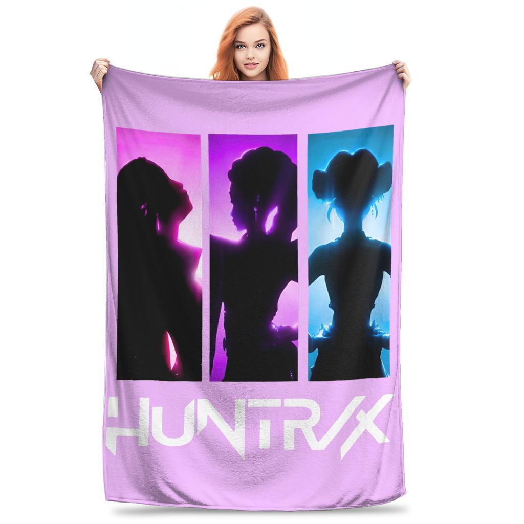 Kpop Demon Hunters Zoey Huntrix Blankets Coral Fleece Plush Super Soft Throw Blanket for Bedding Couch Bedroom Quilt