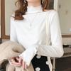 Women's Autumn/Winter Velvet Ruffle Neck Long Sleeve Base Layer Top