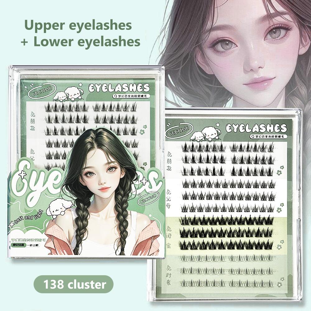 GECOMO Large Volume False Eyelashes Natural Volume Curly Four Different Types Of False Eyelashes In One Box Good For Travel