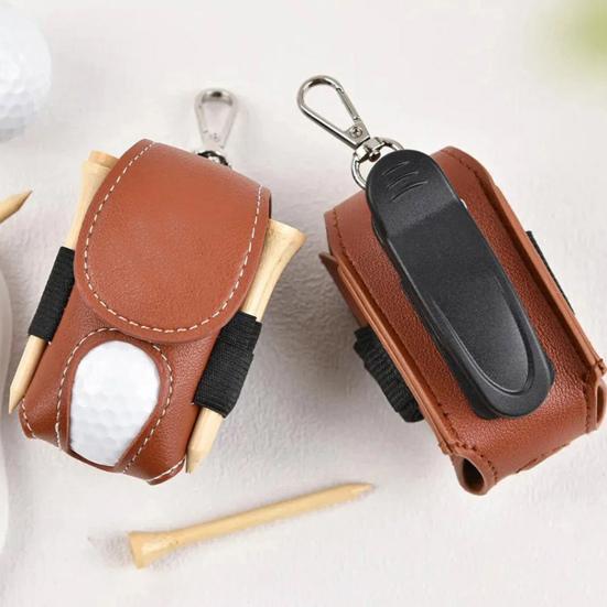 Golf Ball Waist Bag with Clip Waterproof Faux Leather Golf Ball Tee Tools Accessories Organizer Pouch Holder Men Women Golf Enthusiasts Gift
