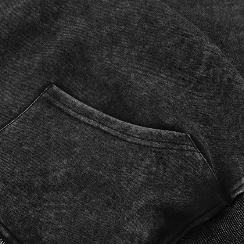 Мужская оверсайз худи на молнии с потертостями и эффектом стирки Streetwear Повседневная хлопковая кофта с длинным рукавом