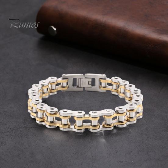 Браслет унисекс с дизайном мотоциклетной цепи из нержавеющей стали в стиле панк-хип-хоп, гладкий браслет на запястье для различных случаев