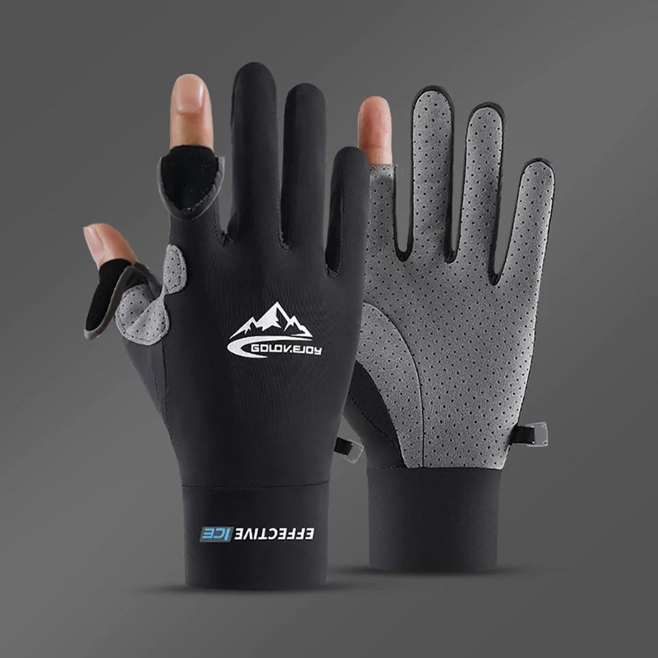 OLIKEI Ice Silk Защита от солнца рыболовные перчатки для мужчин летние анти-УФ-лучи для спорта на открытом воздухе велосипедные перчатки противоскользящие дышащие сенсорный экран