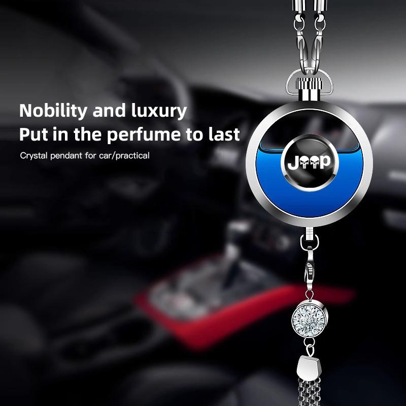 For Jeep Car Perfume Pendant Air freshener Hanging perfume Empty bottle Car rearview mirror Metal lace pendant car decoration AJP1