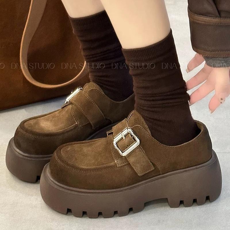 Туфли Мэри Джейн на толстой платформе из замши, дизайнерские туфли на среднем каблуке с пряжкой, тренд 2025 года, модные зимние туфли-лодочки, платье, женские туфли