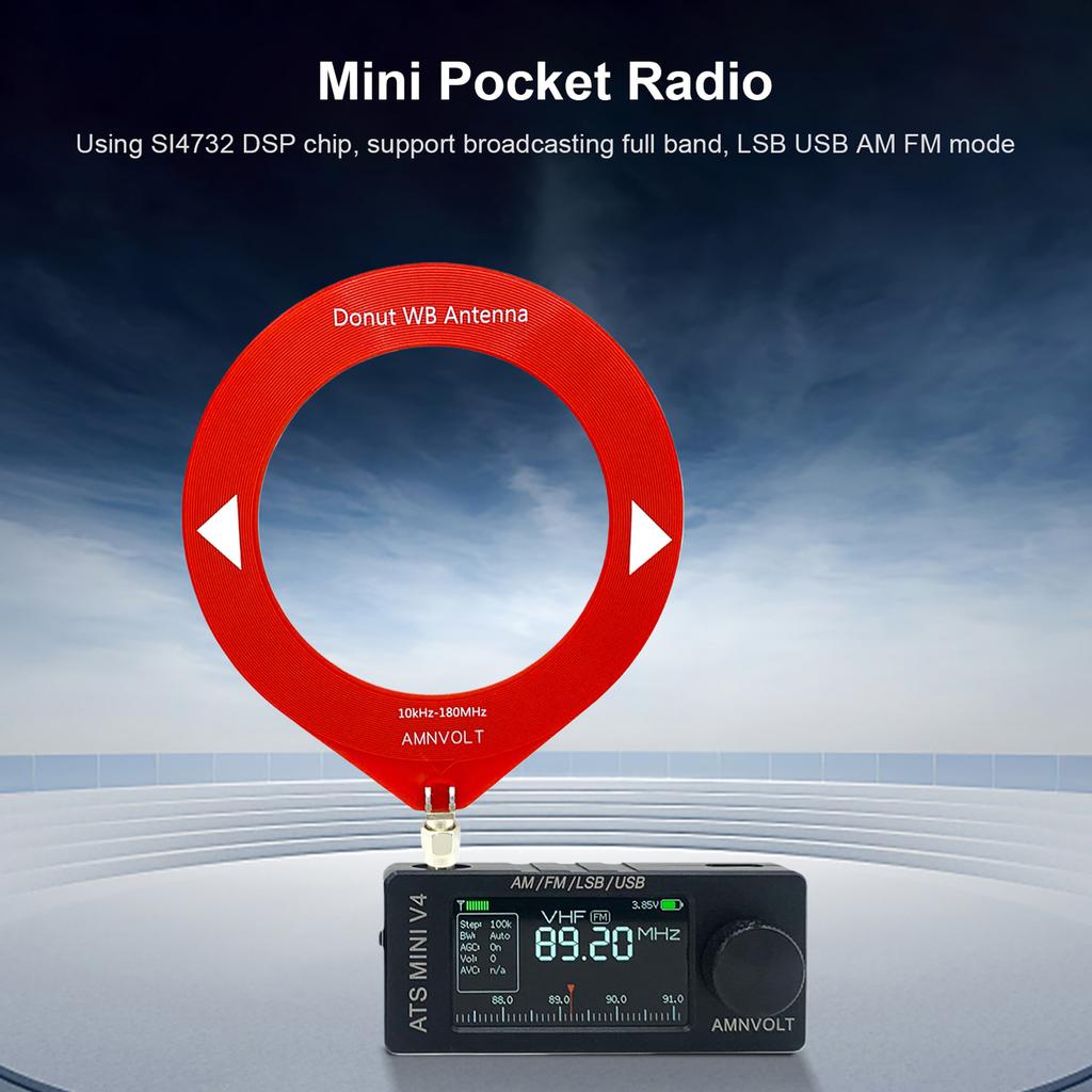 V4 AMNVOLT ATS Mini SI4732 All Band Receiver Supports AM/FM/SSB/LSB/USB Mode LSB USB Transistor Pocket Radios 1.9inch IPS Scree