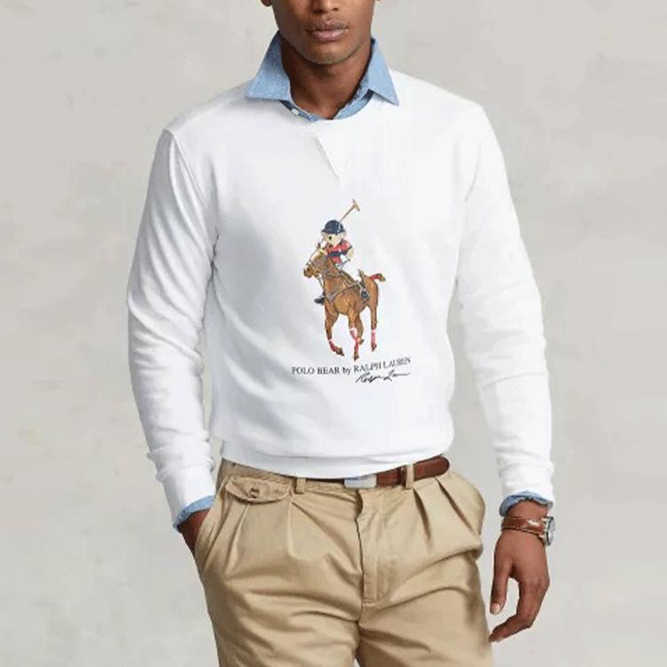 Polo Ralph Lauren Polo Bear And Big Pony Crewneck Long Sleeve Sweatshirt Men sweatshirt White MNPOKNI16821483