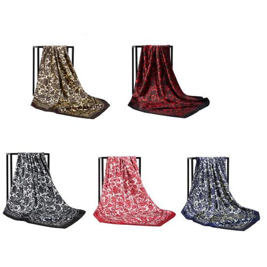 Women Neck Scarf Vintage Ethnic Style Contrast Color Square Shape Breathable Head Protection Soft Fabric Silky Women Head Wrap Female Headwear